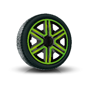 Puklice pre NISSAN 15", ACTION DOUBLECOLOR ZELENO-ČIERNE 4ks