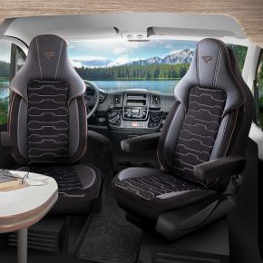 Autopoťahy Beirut čierne s hnedým lemovaním | 2 predné sedadlá