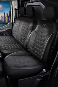 Presné autopoťahy Florida čierno-sivé na mieru | Piké látka + Eko-koža | Toyota Proace 2 (2016–2025)