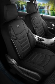 Sada látkových autopoťahov Manavgat čierno-sivej farby s moderným prešívaním, kompatibilná s ALFA ROMEO 33