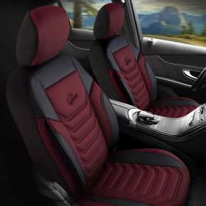 Sada predných autopoťahov Peru bordovo-čierna | Eko-koža + Piké | LANCIA DELTA