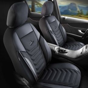 Sada predných autopoťahov Peru sivo-čierna | Eko-koža + Piké | LANCIA DELTA