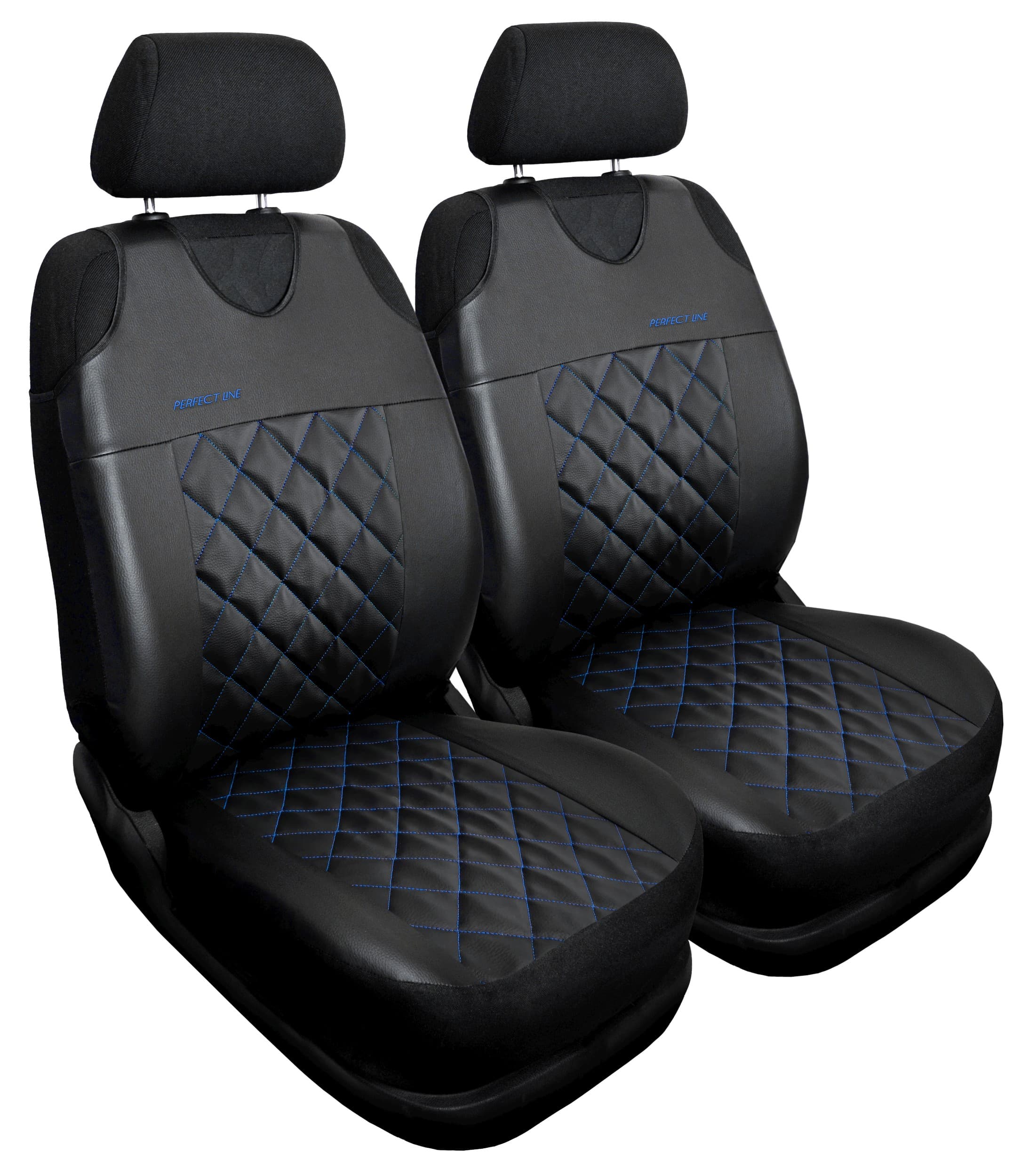 Sada modrých autotričiek Perfect Line+ na predných sedadlách