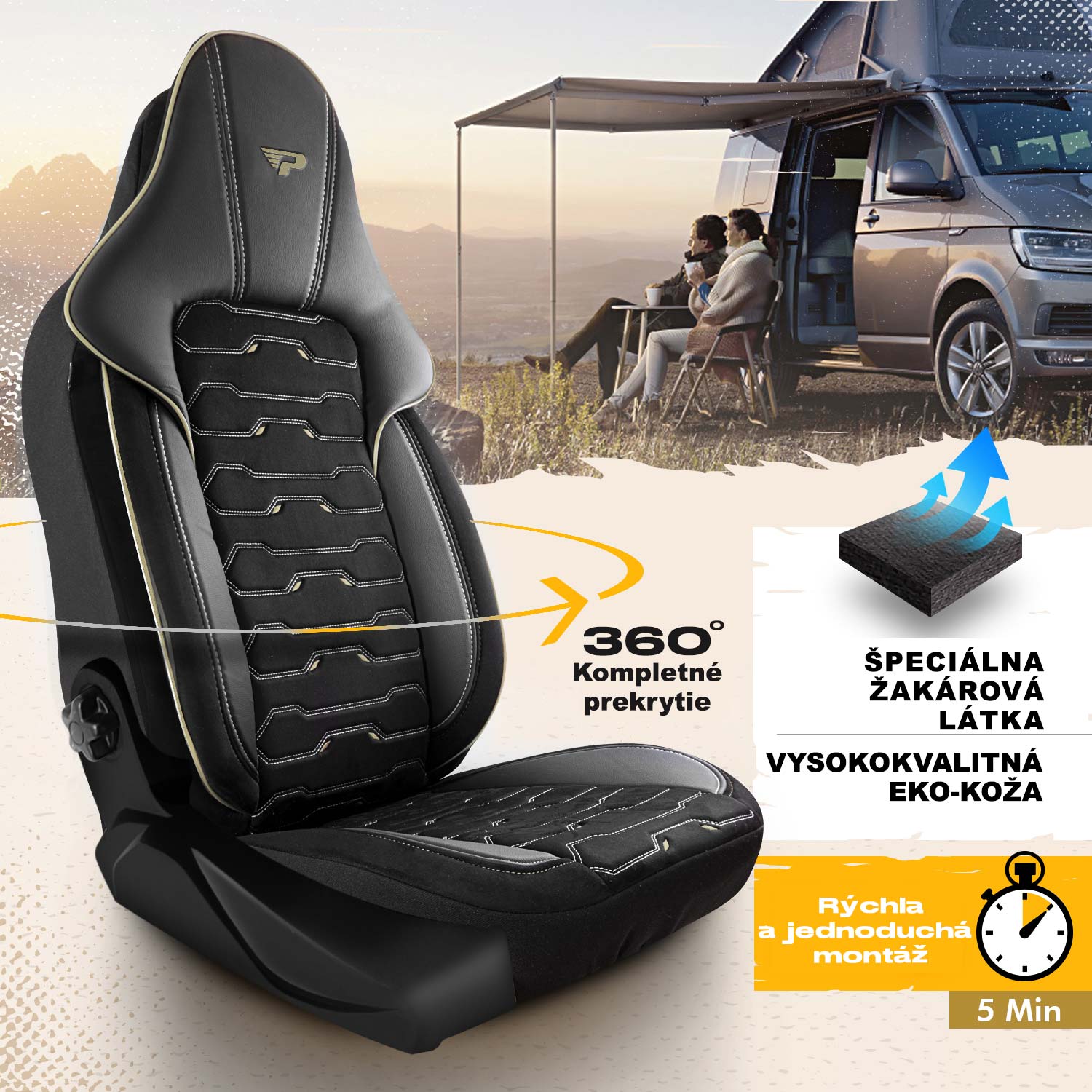 Materiál autopoťahov Beirut - žakárová látka a eko-koža