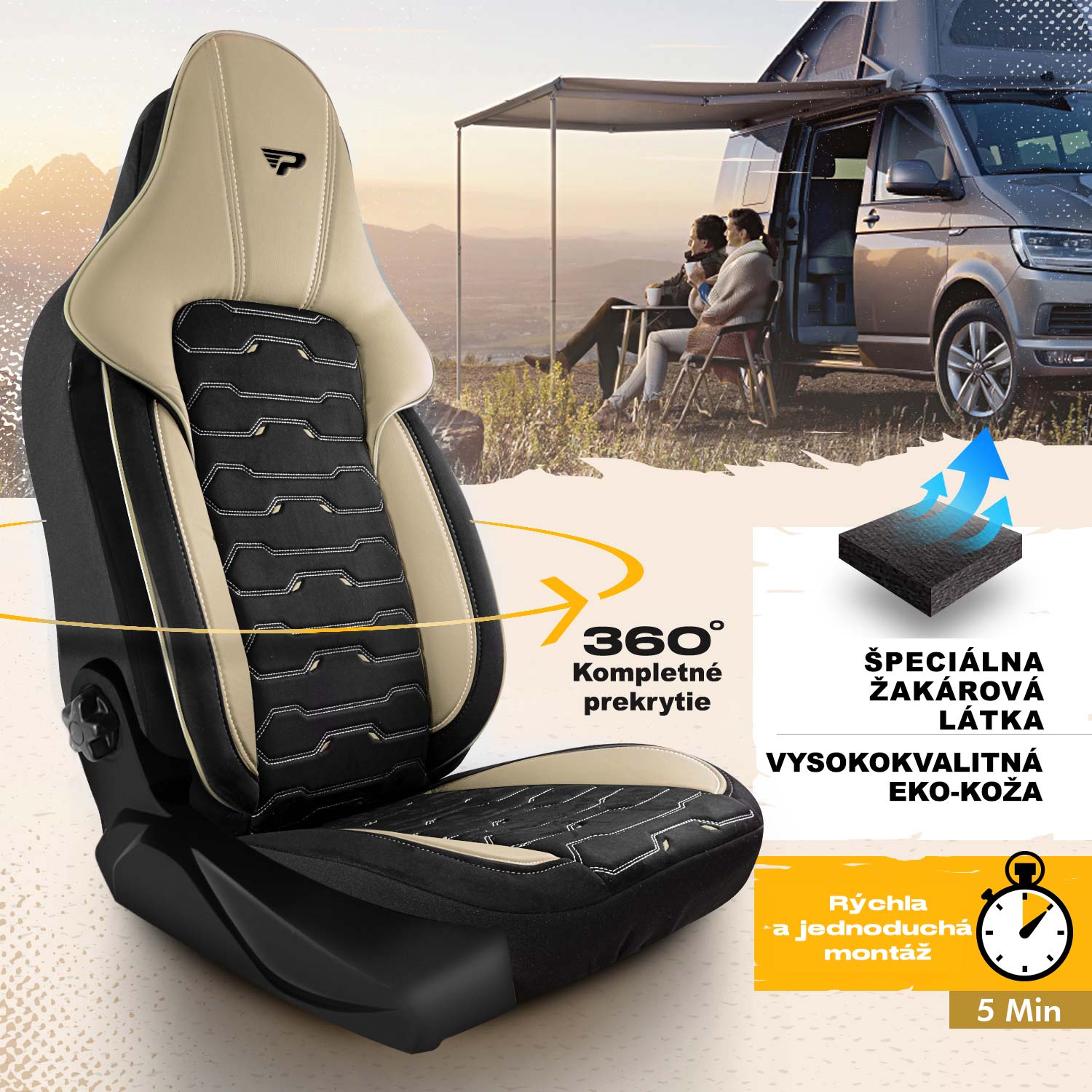 Materiál autopoťahov Beirut - žakárová látka a eko-koža