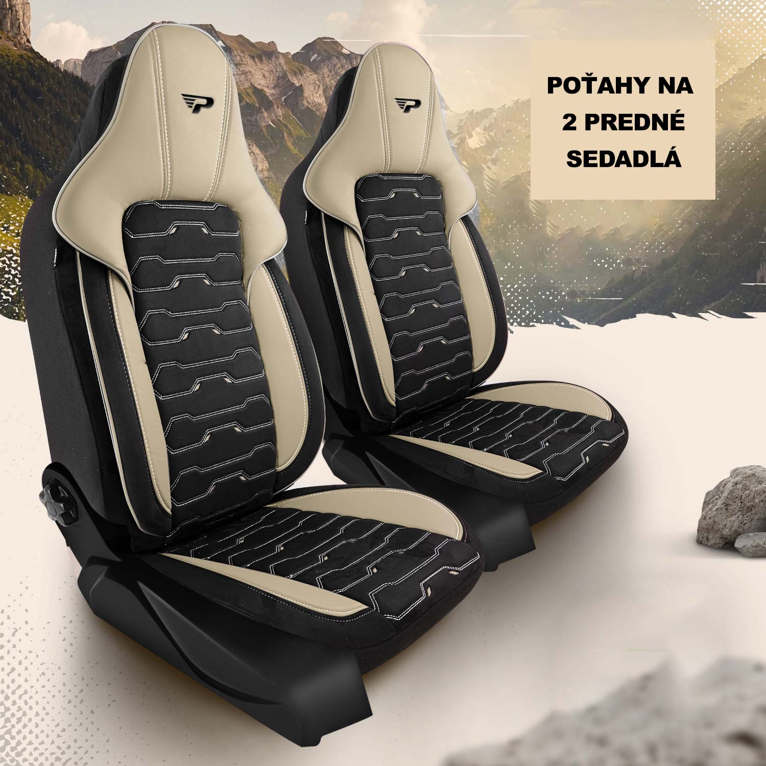 Autopoťahy Beirut pre 2 predné sedadlá v čierno-béžovom prevedení