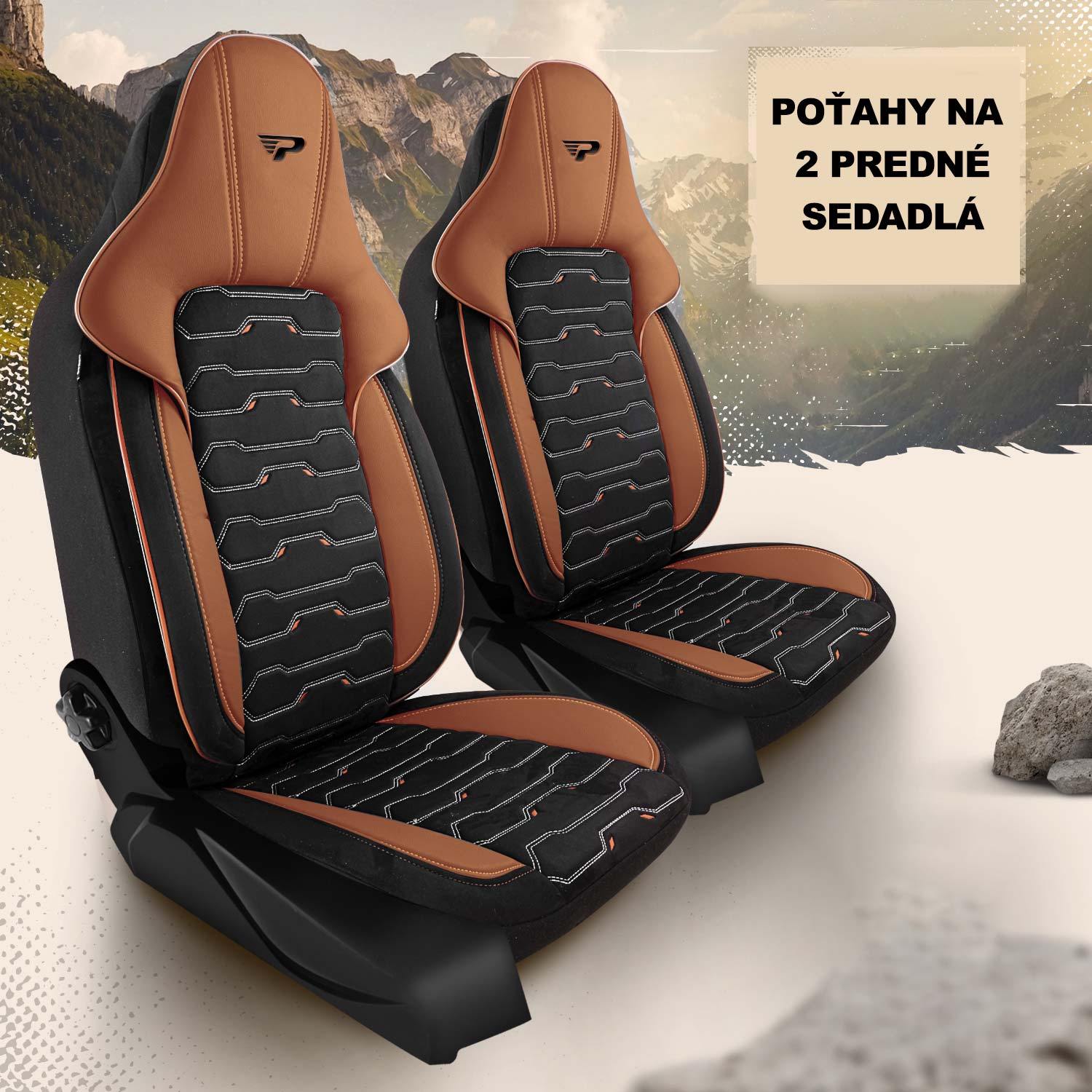Autopoťahy Beirut pre 2 predné sedadlá v čierno-hnedom prevedení