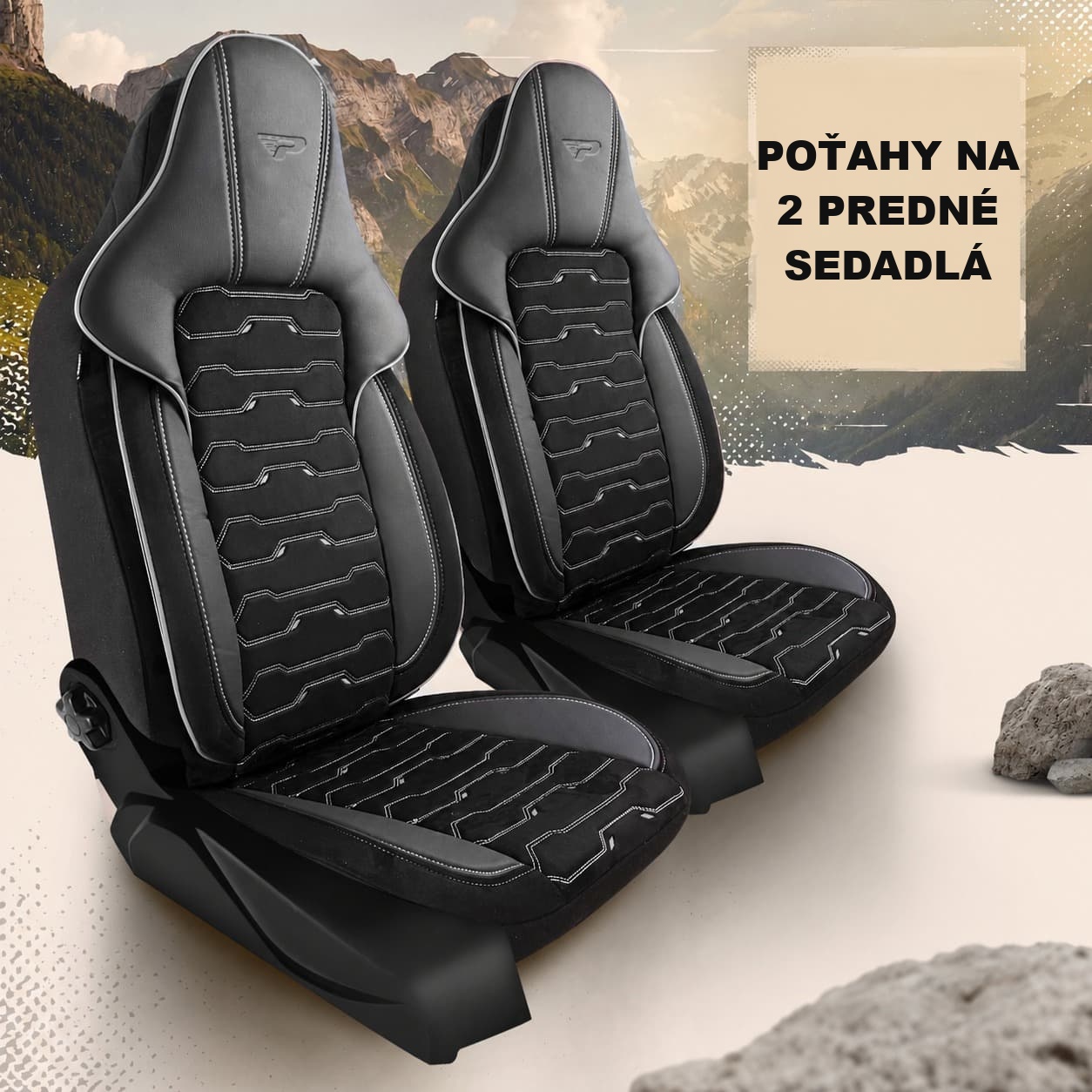 Autopoťahy Beirut pre 2 predné sedadlá v čierno-sivom prevedení