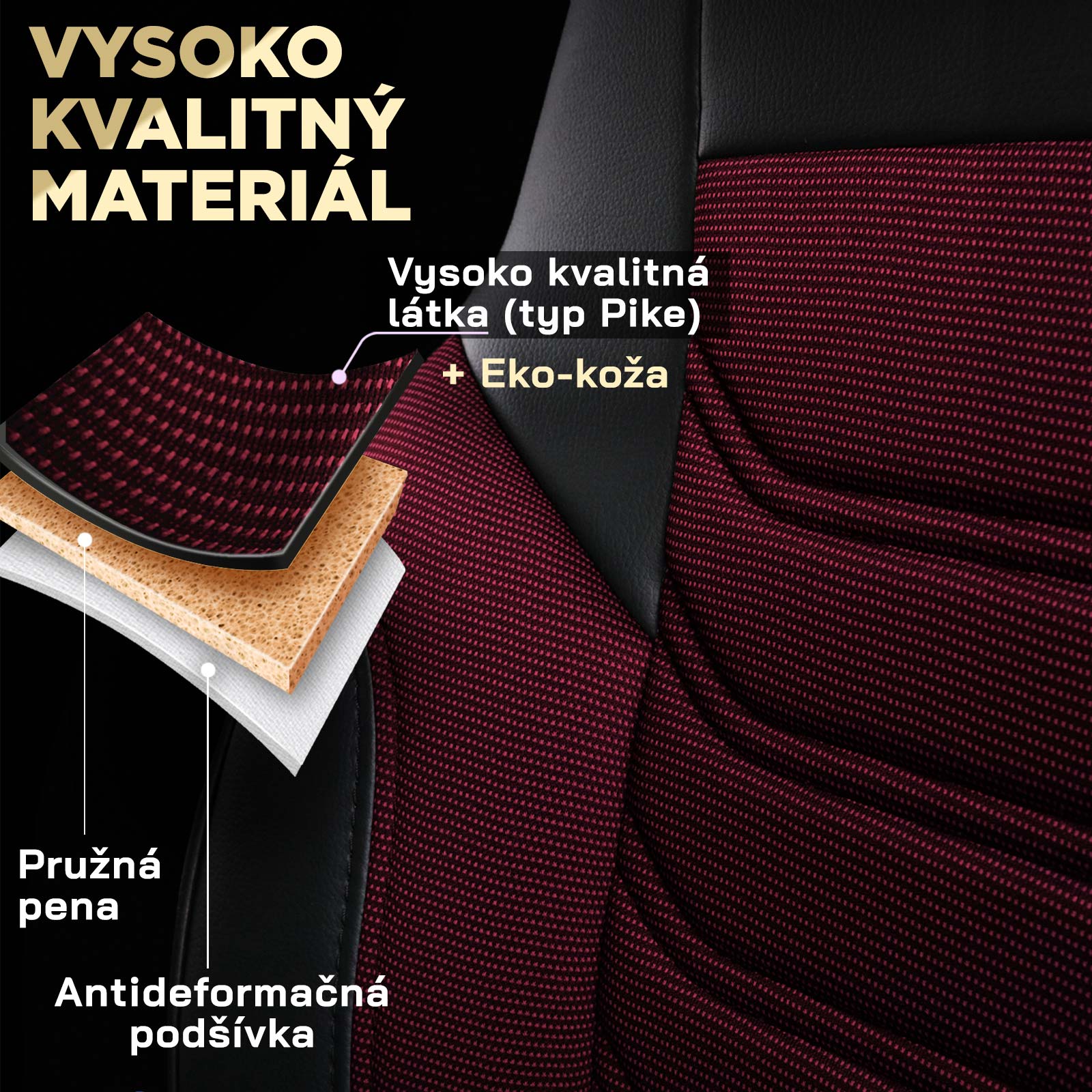 Detail materiálu poťahov FLORIDA VAN – piké látka a eko-koža